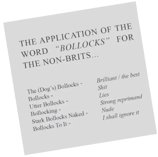 Application of the word bollocks for non-Brits